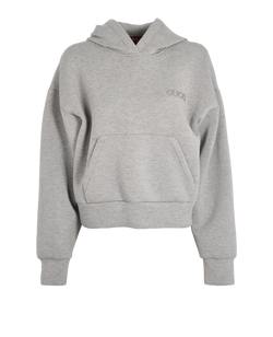 Gucci Logo Embroidered Hoodie, Viscose, Grey, Sz M, 3*