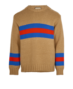 Gucci Oversized Web Jumper, Men, Wool, Beige, Sz XS, 3*