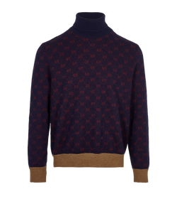 Gucci GG Turtleneck Jumper, Mens, Wool/Alpaca, Navy, Sz 2XL, 2*