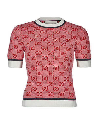 Gucci Monogram Knitted Sweatshirt, &pound;475, Clothing, Red, Cotton/Wool, Front view