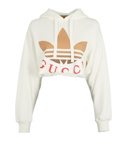 Gucci Cropped Logo Hoodie, Cotton, White, Sz XS, 3*
