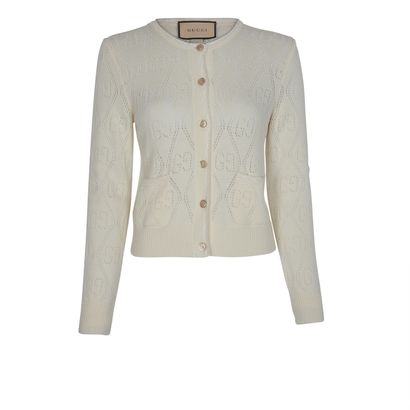 Gucci GG Knit Cardigan, &pound;420, Clothing, Cream, Wool, Front view