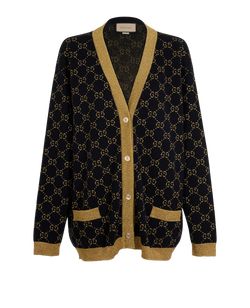 Gucci GG Glitter Cardigan, Cotton, Blue/Gold, Sz XXL, 2*