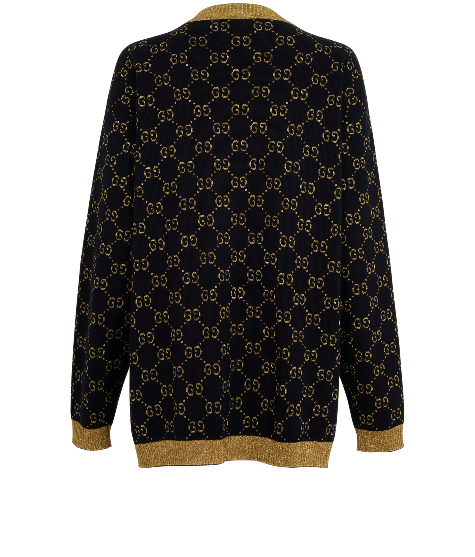 Gucci GG Glitter Cardigan, &pound;450, Clothing, Blue/Gold, Cotton, Back view