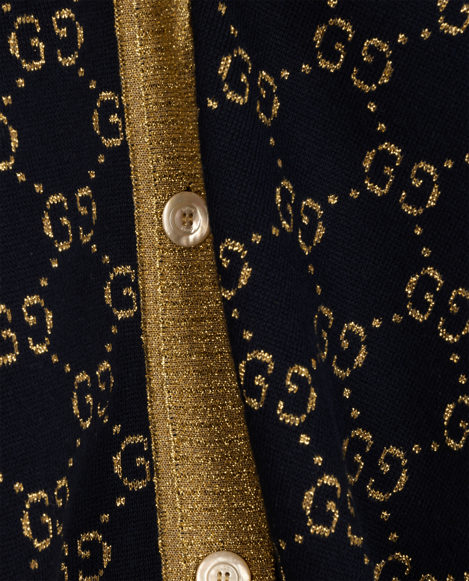 Gucci GG Glitter Cardigan, &pound;450, Clothing, Blue/Gold, Cotton, Other view
