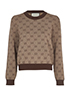 Gucci GG Jacquard Sweater, &pound;395, Clothing, Beige/Brown, Cotton/Wool, Front view