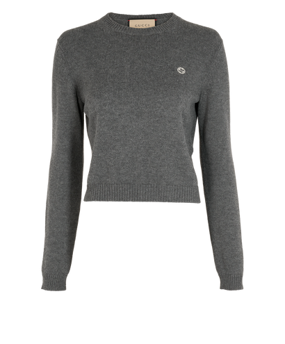 Gucci Interlocking G Knit Jumper, &pound;195, Clothing, Grey, Cashmere/Wool, Front view