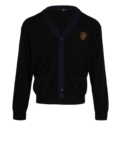 Gucci Crest V Neck Cardigan, &pound;220, Clothing, Black, Cashmere, Front view