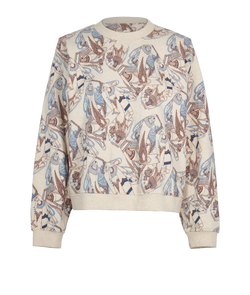 Hermes Printed Sweatshirt, Cotton, Beige, UK 16, MIF, 2*