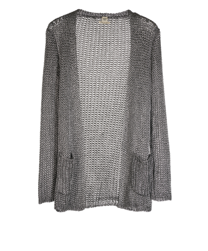 Hermes Metallic Crochet Cardigan, &pound;330, Clothing, Silver, Viscose, Front view