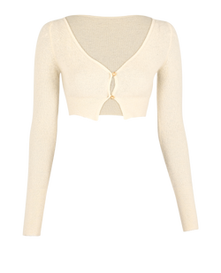 Jacquemus Le Cardigan Alzou Cropped Cardigan, Mohair/Poly, Cream, UK 4, 3*