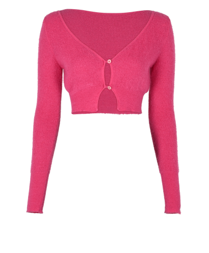 Jacquemus Cropped Cardigan, £60, Clothing, Pink, Mohair, Front view