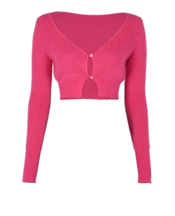 Jacquemus Cropped Cardigan, Mohair, Pink, UK8, 3*