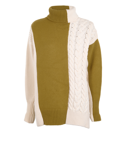 Joseph Chunky Roll Neck Jumper, &pound;120, Clothing, Cream/Khaki, Wool, Front view