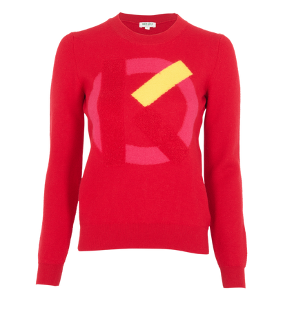 Kenzo K Logo Jumper, &pound;80, Clothing, Red, Wool, Front view