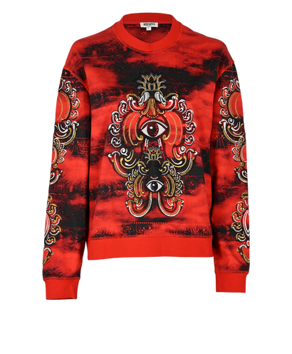 Kenzo Embroidered Eyes Jumper, £70, Clothing, Red, Cotton, Front view