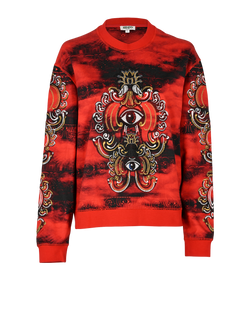 Kenzo Embroidered Eyes Jumper, Cotton, Red, Sz L, 3*