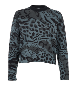 Kenzo Cheetah Leopard Jumper, Wool/Cotton, Green/Black, Sz XS, 3*