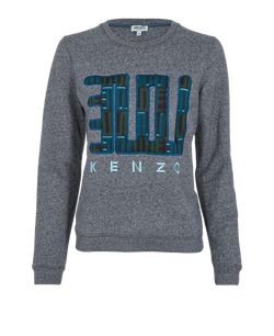 Kenzo Embroidered Sweatshirt, Cotton, Grey, Sz M, 2*