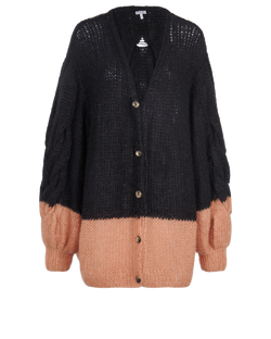 Loewe Cardigan, Wool, Black/Orange, Sz L, 3*