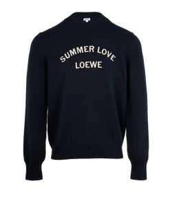 Loewe 'Summer Love' Knit Jumper, Wool/Cotton, Navy, Sz L, 2*