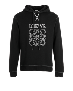 Loewe Anagram Embroidered Hoodie, Mens, Cotton, Black, Sz L, 3*