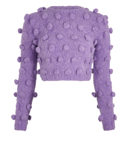 Loewe Bubble Cropped Jumper, £395, Clothing, Purple, Acrylic Plastic/Alpaca Wool, Front view