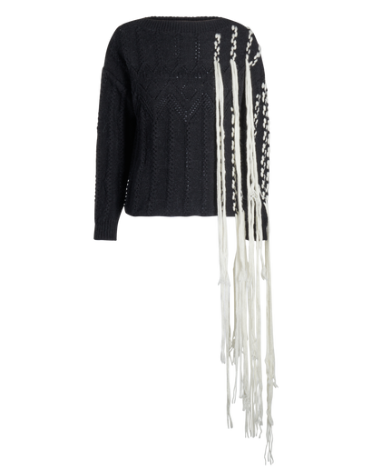 Loewe Fringed Jumper, &pound;210, Clothing, Black/White, Wool, Front view