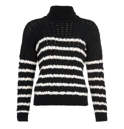 Loewe Chunky Knit Jumper, &pound;220, Clothing, Black/White, Wool, Front view