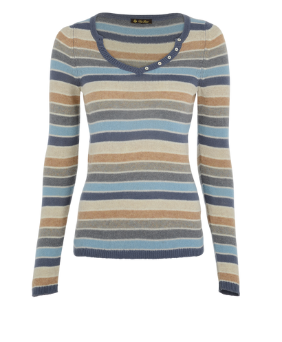 Loro Piana Striped V Neck Button-Up Jumper, front view