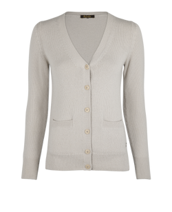 Loro Piana Knitted Cardigan With Pockets, BabyCashmere, Beige, UK6, 2*