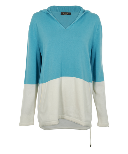Loro Piana Two Tone Hoodie, &pound;250, Clothing, Blue/White, Cashmere, Front view