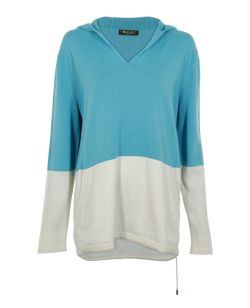 Loro Piana Two Tone Hoodie, Cashmere, White/Blue, One Size, 4*