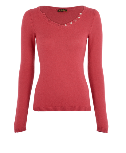 Loro Piana V Neck Button-Up Jumper, front view