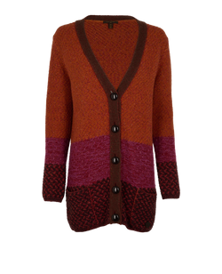Louis Vuitton Chunky Block Knit Cardigan, Silk, Orange, Sz M, 2*