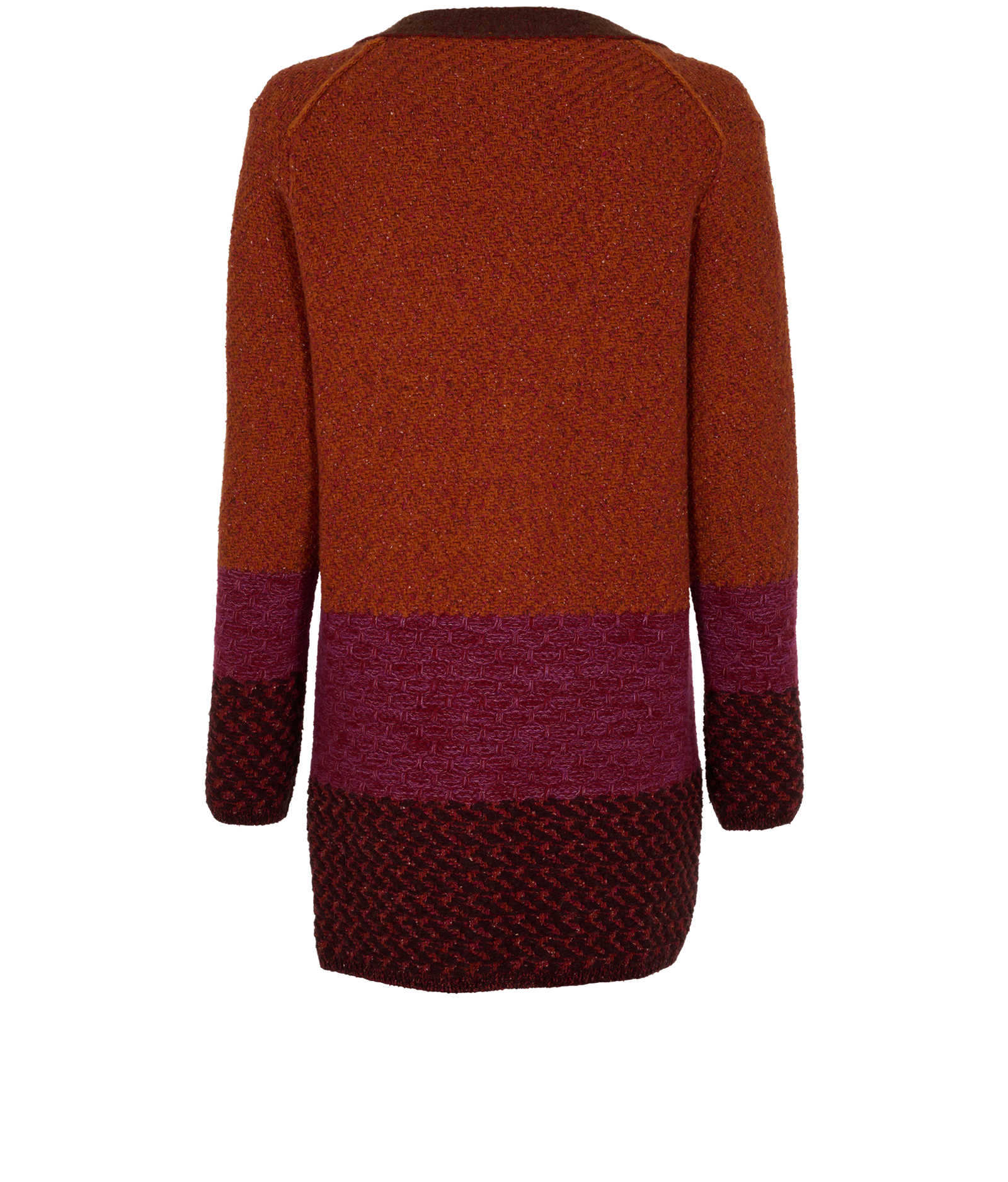 Louis Vuitton Chunky Block Knit Cardigan, &pound;350, Clothing, Orange, Silk/Wool, Back view