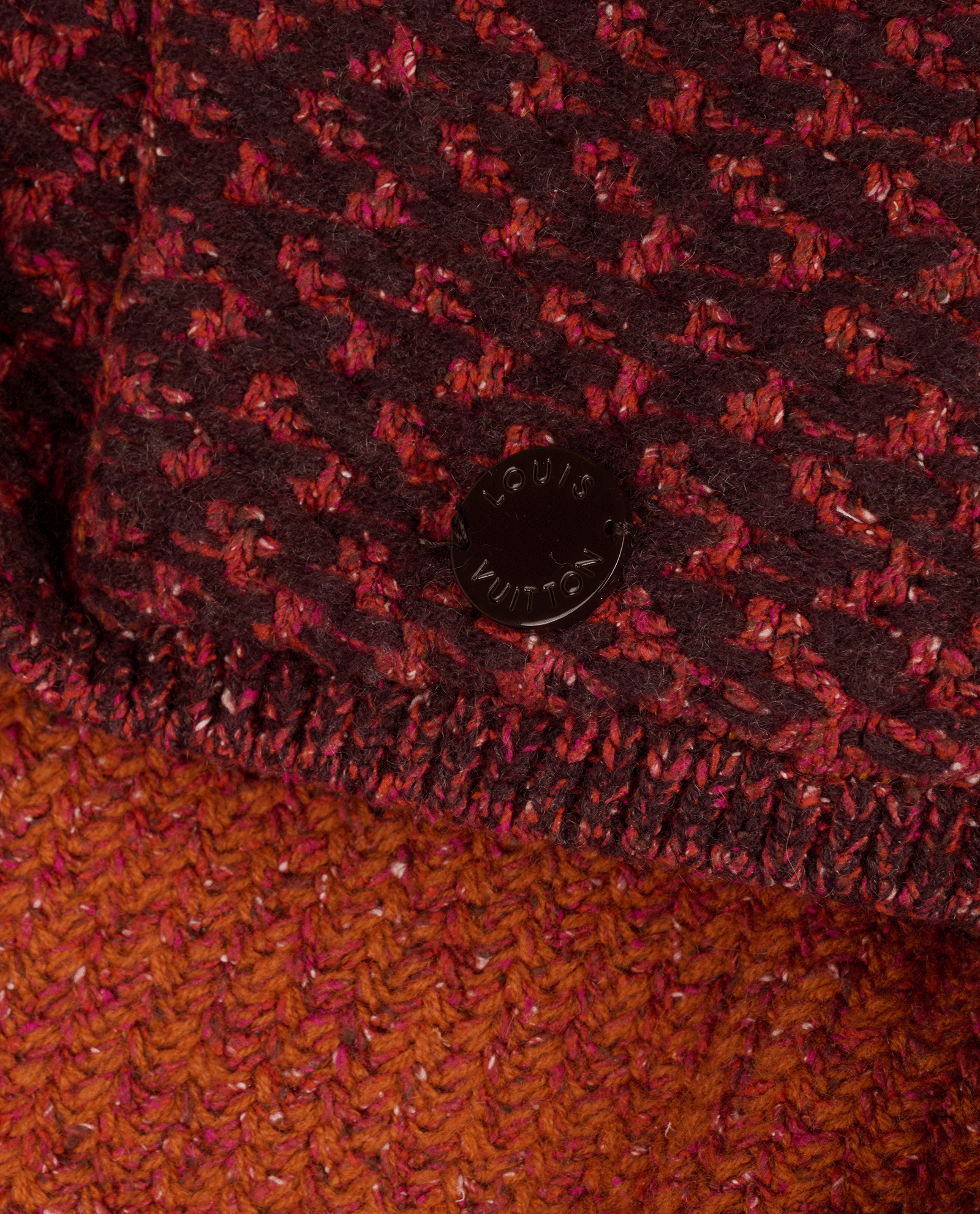 Louis Vuitton Chunky Block Knit Cardigan, &pound;350, Clothing, Orange, Silk/Wool, Other view