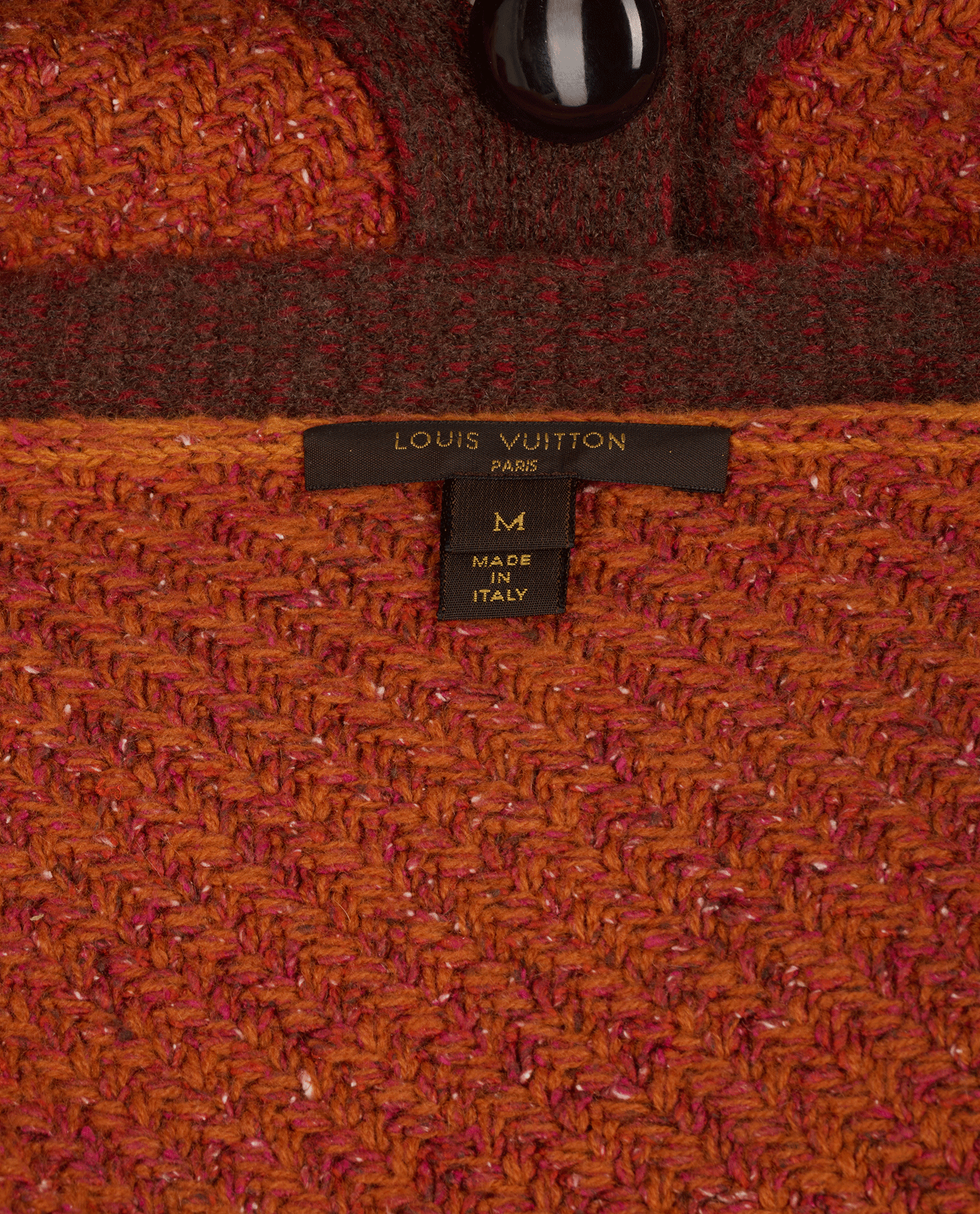 Louis Vuitton Chunky Block Knit Cardigan, &pound;350, Clothing, Orange, Silk/Wool, Other view