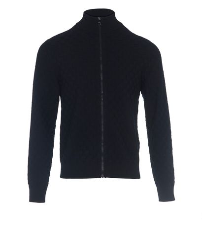 Louis Vuitton Damier Zipped Cardigan, &pound;695, Clothing, Navy, Wool, Front view