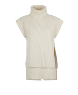 Alexander McQueen Sleeveless Turtle Neck Jumper, Wool, Cream, Sz M, 3*