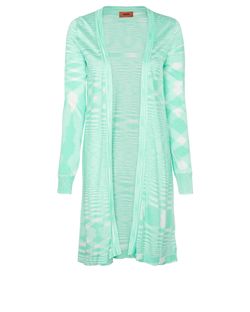 Missoni Fine Knit Cardigan, Viscose, AquaWhite, UK8, 3*