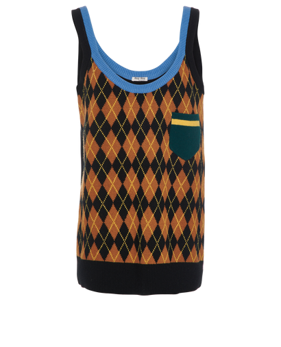 Miu Miu Argyle Pattern Knit Vest, front view