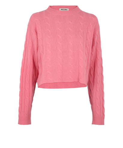 Miu Miu Cable Knit Jumper, &pound;250, Clothing, Pink, Wool, Front view