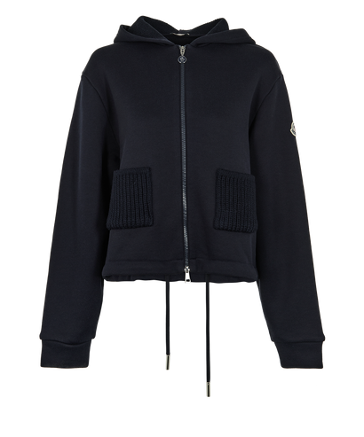 Moncler Zip Up Hoodie, &pound;295, Clothing, Navy, Cotton, Front view