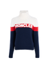 Moncler Turtleneck Jumper, &pound;195, Clothing, Black/Pink, Wool, Front view