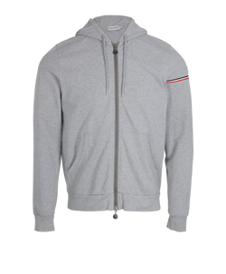 Moncler Zipped Hoodie, Mens, Cotton, Grey, Sz L, 2*