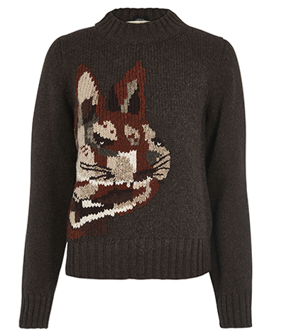 Mulberry Embroidered Bunny Intarsia Sweater, front view