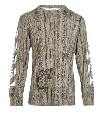 Off White Camouflage Sweatshirt, £120, Clothing, Green, Cotton, Front view