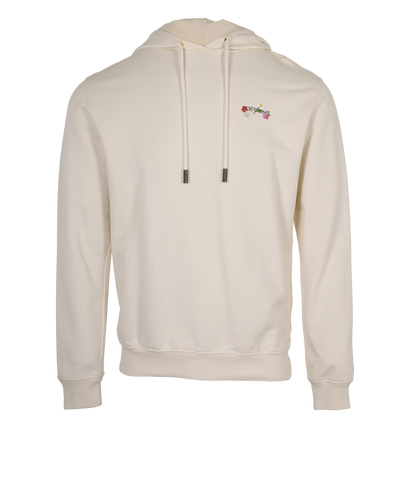 Off-White X Floral Hoodie, &pound;110, Clothing, Cream, Cotton, Front view