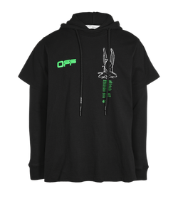 Off-White Double Harry The Bunny Hoodie, Men, Cotton, Black, Sz XS, 3*